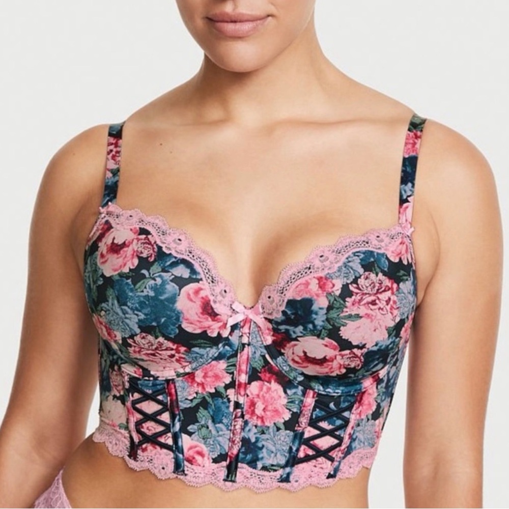 Victoria’s Secret Dream Angels Lined Demi Floral Corset 32D